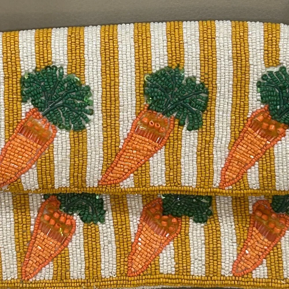 Handcrafted in India Striped Carrot Shoulder Bag with Carrot Charm NWT
